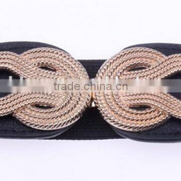 Korea style fashion all-match ladies or women dough twist metal buckle elastic wide waist belt for dress and long coat