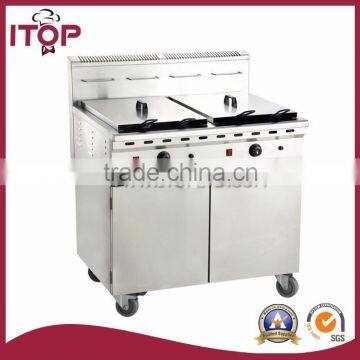 double tanks 48+48L stainless steel gas deep fryers price