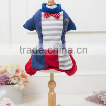 pet four legs suit/stripe bowknot four legs suit