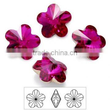 Deluxe K9 quality fuchsia color 8x8 mm flower shaped gemstone for fashion DIY beauty store