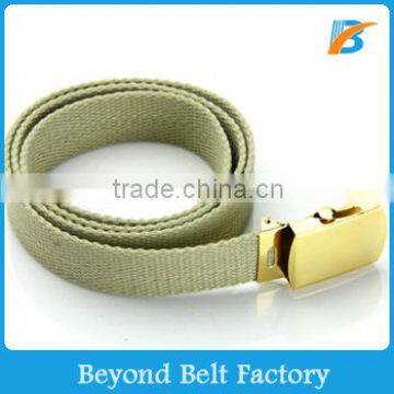 Beyond Men's 100% Cotton Canvas Military 54" Long Webbing Belt with Brass Slider Buckle