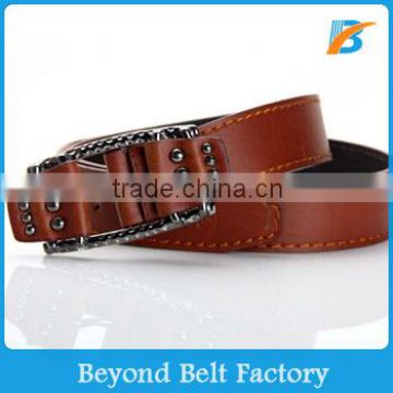 Beyond High Quality Unisex Brown Fashion PU Leather Jeans Belt for Men