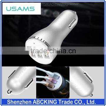 Original USAMS Universal 3.4A Triple USB Car Charger Adapter USB Socket 3 Port Car Charger