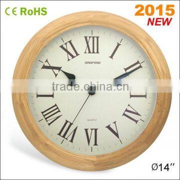 14 inches white oak wood battery operated quartz movement clock(14W46NA-142)