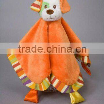 ultra soft and unbelievably cute Orange Dog Snuggler small blanket baby plush toys with embroidery