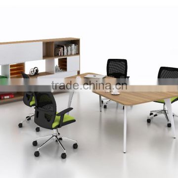 Wooden meeting table with metal leg/Irregular office desk