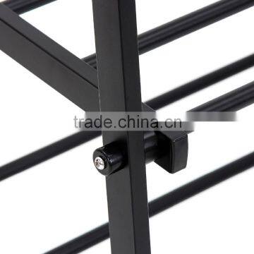 Black Metal Coat Hat Rack 2-tier Garment Drying Rack Clothes Shoe Organizer photo-4