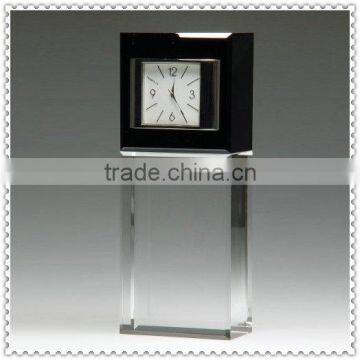 Custom Cube Black Crystal Clock With Clear Crystal Base