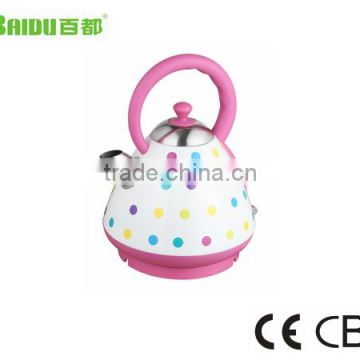 Colorful High Grade 3-level protection safe stainless steel electric teapot with warmer for tea made in China