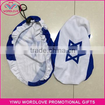 26x28cm elastic custom Israel flag car mirror cover,polyester &spandex printed national car mirror flag with toggle for fans