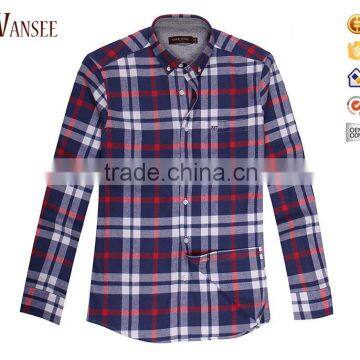 High Quality Cotton Casual Style Flannel Long Sleeve Plaid Shirt For Men