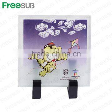 Customed Logo Printing L100*H100*W4mm Square Coaster Sublimation Toughened Blank Glass Photo Coaster photo-2