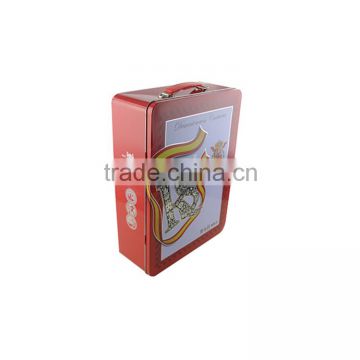 suitcase tin box with pvc insert for food packaging