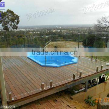 Pool frameless tempered glass balustrade with spigots/semi-frameless glass railing/railing (PR-B1004)