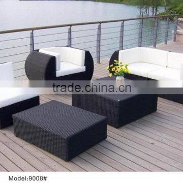 6-piece wicker/rattan curved sofa with chaise lounger chair patio set living room sofa