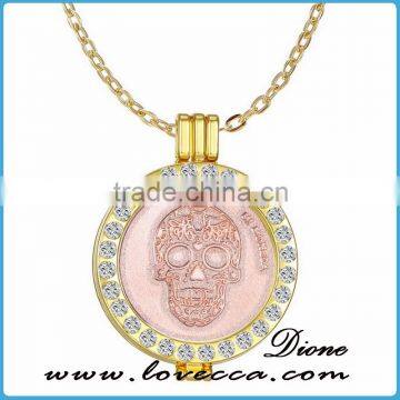 Dubai Gold Plating Fashion Jewelry Wholesale Crystal Skull Pendant Necklace
