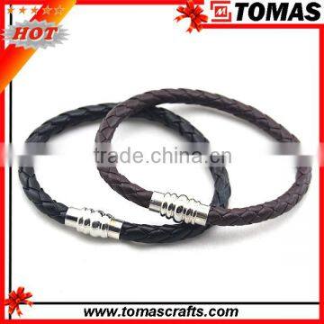 Custom fashion mens leather bracelet/charm bracelet jewelry