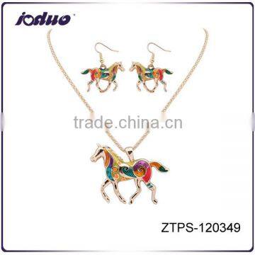 European Rainbow Horse Necklace And Earring Jewelry Sets