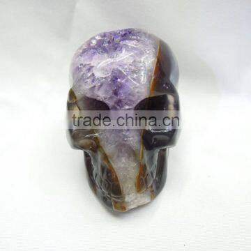 Small Size Carved Natural Amethyst Quartz Skulls With Geode All by Handmade Good for Art Collection photo-6
