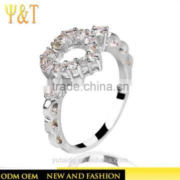Jingli Jewelry Heart Shaped Silver Mirco Pave Engagement Ring For Women (YJ-481)