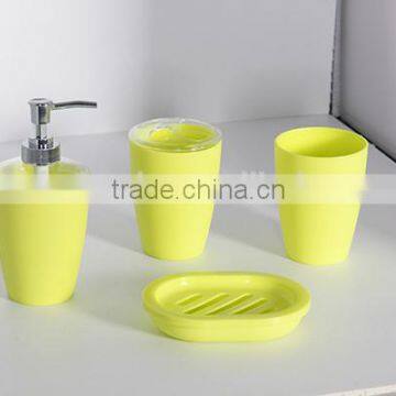 Elegant plastic 4pcs bathroom set with soap dispenser