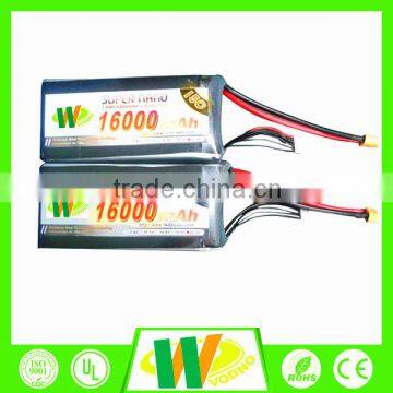 High capacity 22.2v lipo battery for rc 16000mAh 35C