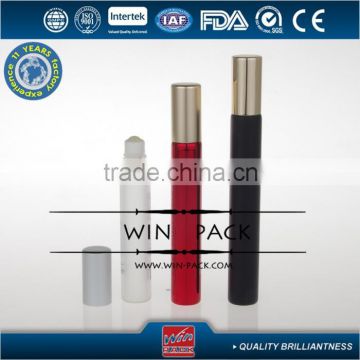 roll-on bottle with outside UV coated red color and Aluminum cap;roll-on bottle with outside sprayed matte black