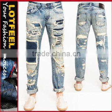 fashion wholesale High quality ripped slim fit man denim jeans pents drop shipping (LOTV001)