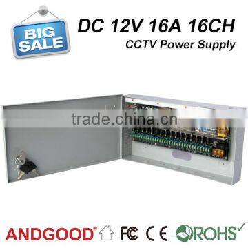 DC 12V 16A 16Channels CCTV Power Supply Unit