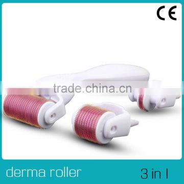 microneedle derma roller with three changable heads micro needle skin roller for wrinkle removal