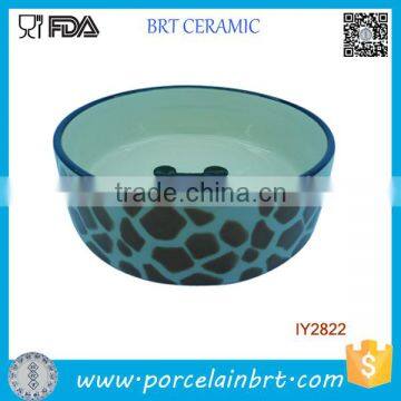 Ceramic Cheetah Blue Bowl Water Bowl Pet Accessory