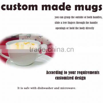 Two Handled White Ceramic Coffee Cup and Mug photo-2