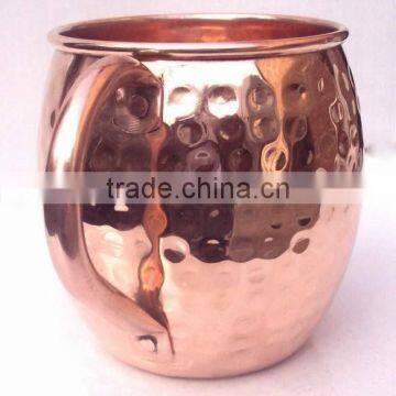 100% PURE COPPER FDA APPROVED HAMMERED BARREL DRINKING MUG WITH RIVETED HANDLE FOR MOSCOW MULE, VODKA