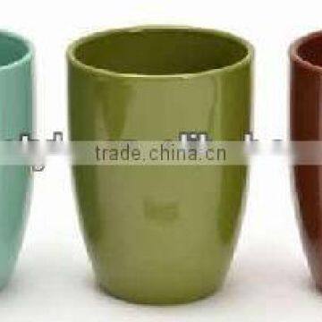 Bright Glazed Solid Color Ceramic Flower Pot