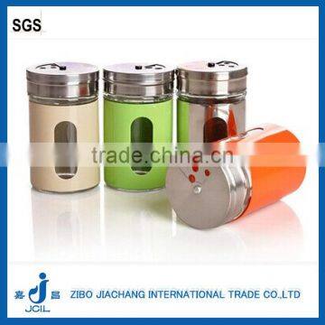 2016 zibo high quality colored coating mini plastic sleeves cylinder glass spice jar