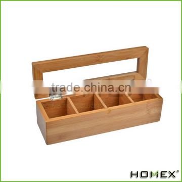 Factory Price 4 Slot Bamboo Wood Tea Storage Box For Home/Homex_Factory