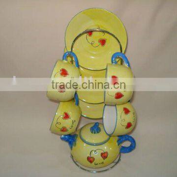 gift porcelain tea set with iron stand