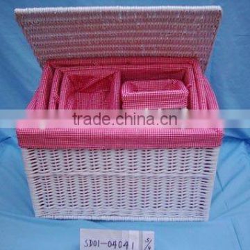 large wicker basket with lid for sundries