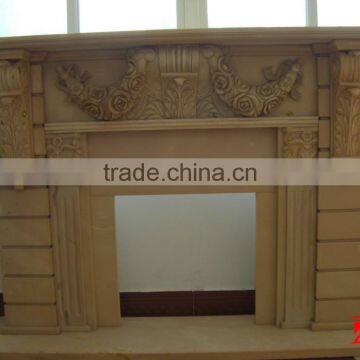 Electric yellow marble fireplace mantel