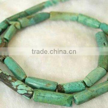 green column shaped natural turquoise bead necklace