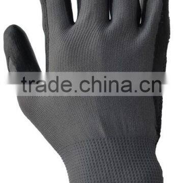 black gloves nylon liner ntirile foam coated,Dimpled grain gloves