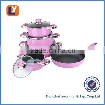 Purple aluminium non-stick cookware set