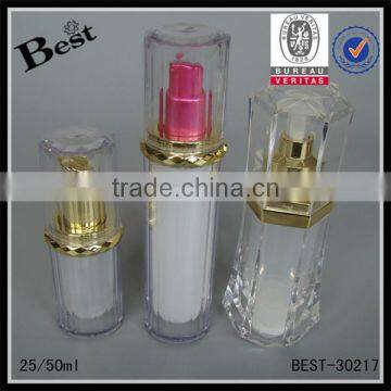Cosmetics 20ml 50ml Luxury Golden UV Pump Acrylic Lotion Bottle Double Wall Fancy Skin Care Cream Serum Acrylic Plastic Bottle photo-5