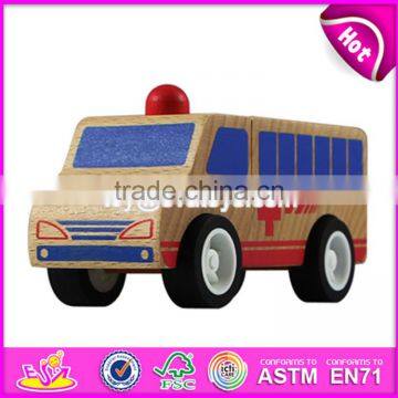 Wholesale cheap small wooden toy ambulance truck for kids W04A052