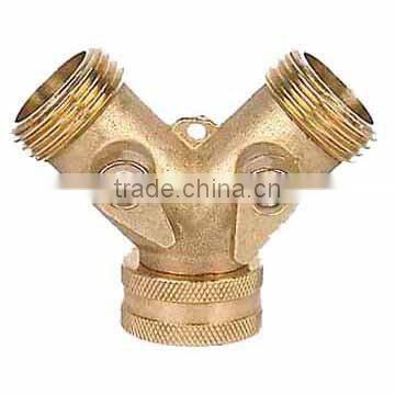 brass 2 way hose connector with valve(FL8024) garding and spraying with big quantities and superior quality