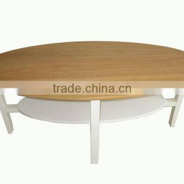 Wood Oval Coffee Table With White Top photo-2