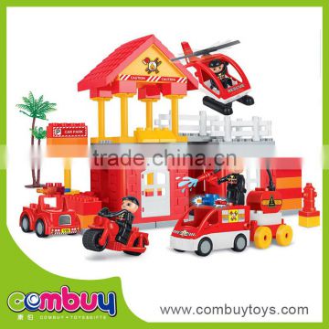 DIY fire station set plastic building blocks for kids