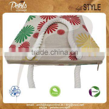 PP Laminated Juco Fabric Beach Bag With Twisted Rope Handle photo-6