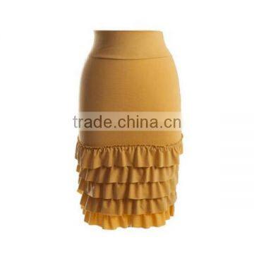 Tiered Skirt Extender For Western Mature Women Clothing Mustard Plain Solid Elastic Waist Fashion Extender