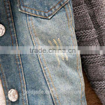 2016 Women Winter Removable Denim Parka Coat Wholesale Denim Jacket With Raccoon Fur Collar photo-6